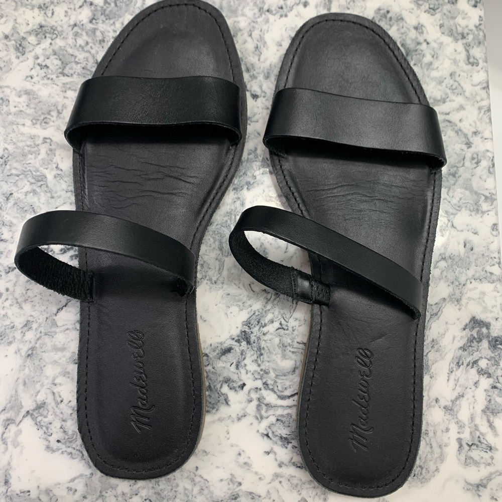 Black Madewell double strap flat sandals